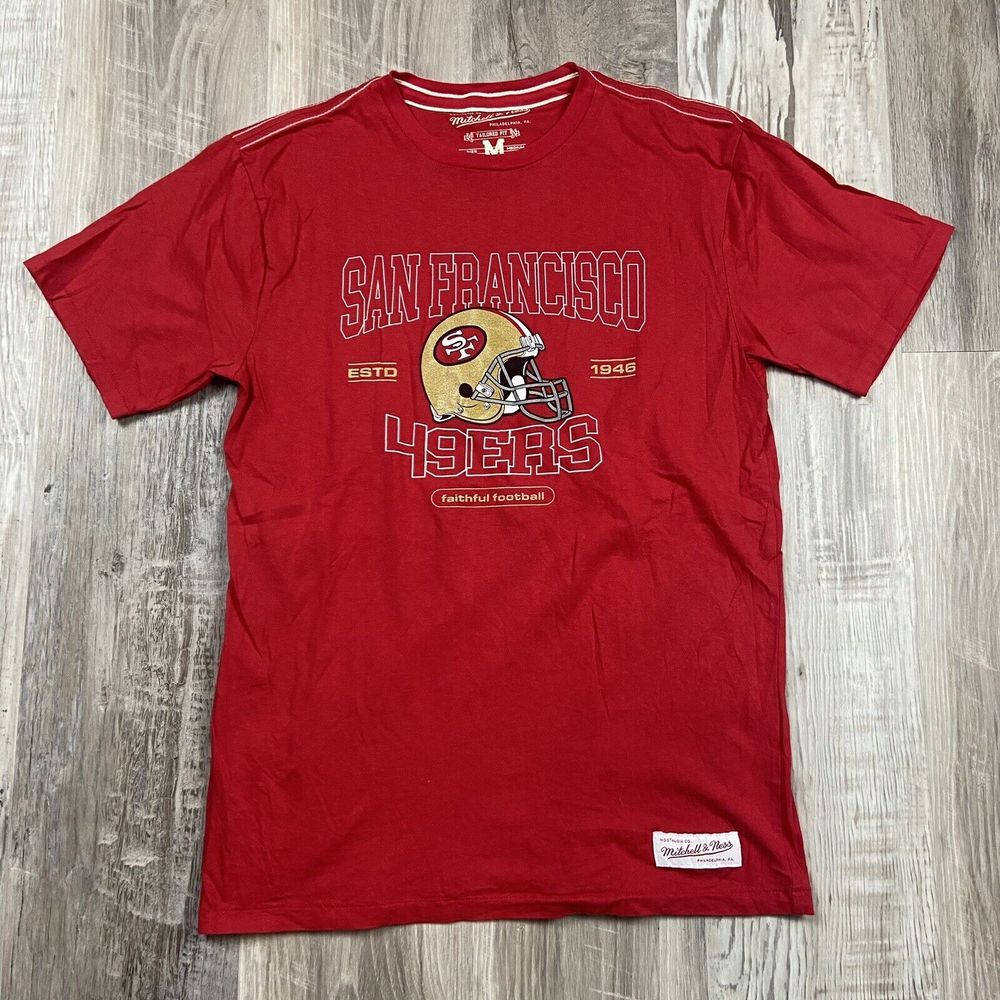 Mitchell & Ness San Francisco 49ers NFL Red Men's Medium T-Shirt Single‎ Stitch